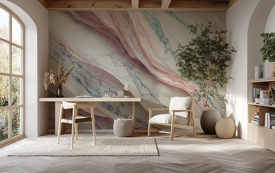 Rosa & Blå Marmor - Akustikvæg
