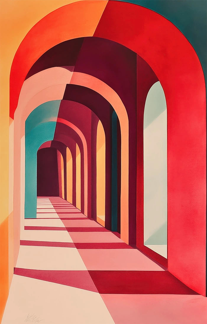 Akustikdæmpende panel fra inex world of art i designet Endless Arches. Akustikdæmpende paneler der skaber god lyd i et rum.
