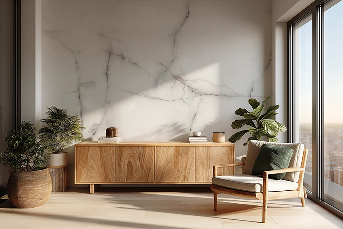 Hvid marmor - Akustikvæg