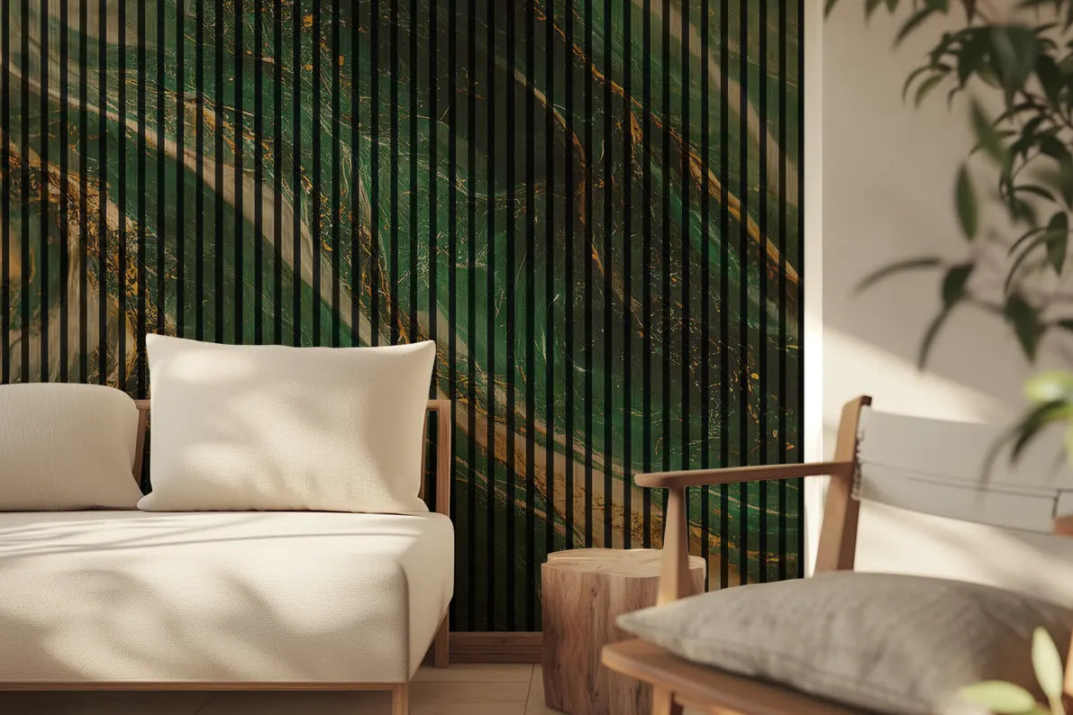 Grøn Marmor - 180x244 cm akustikpanel