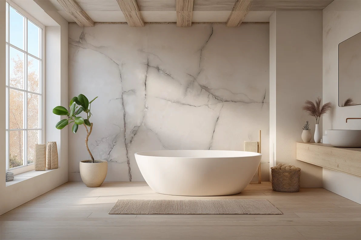 Hvid marmor - Akustikvæg