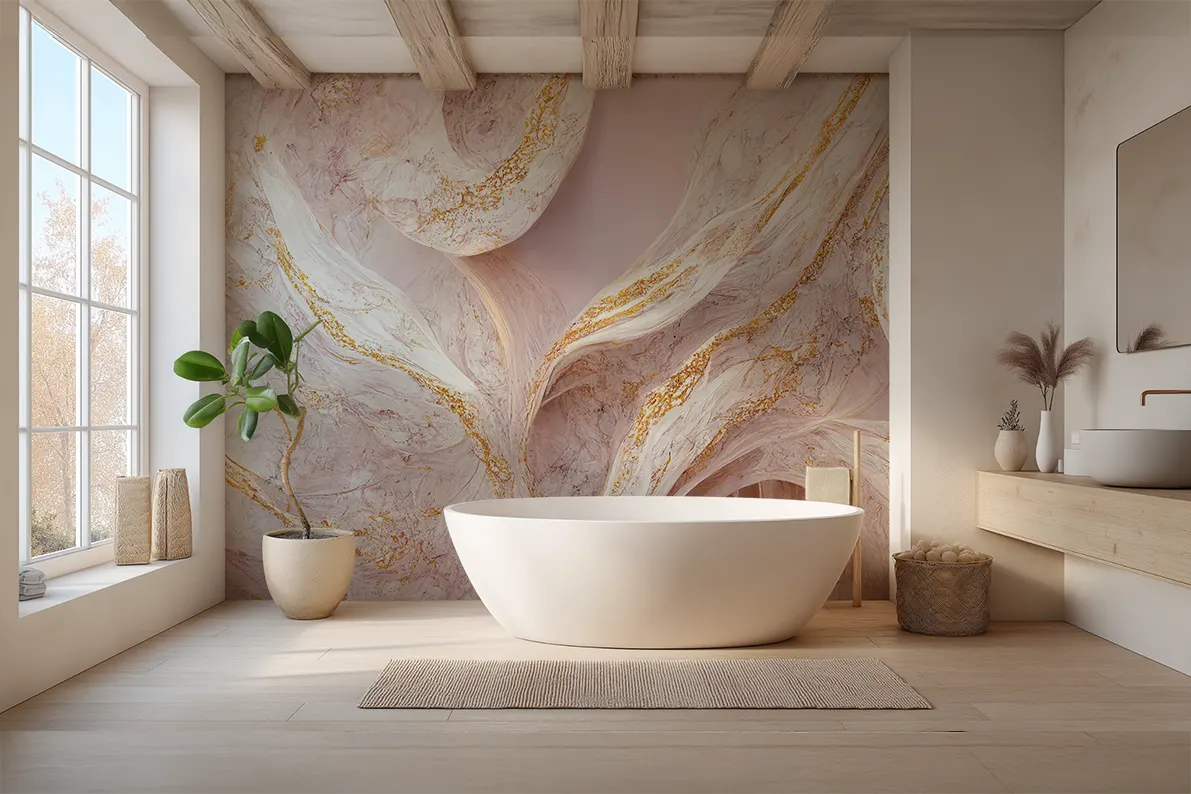 Guld & Rosa Marmor - Akustikvæg