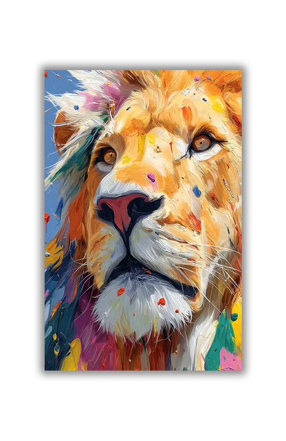 malet løve på et akustikbillede