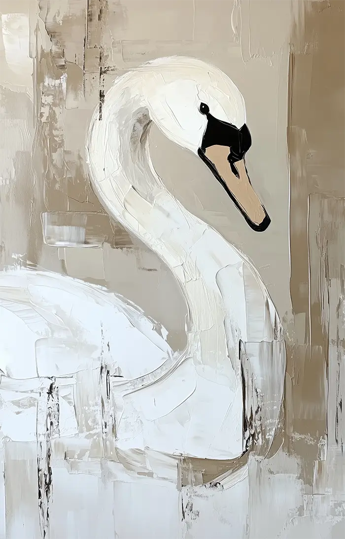 Akustikdæmpende panel fra inex world of art i designet Elegant Swan. Akustikdæmpende paneler der skaber god lyd i et rum.