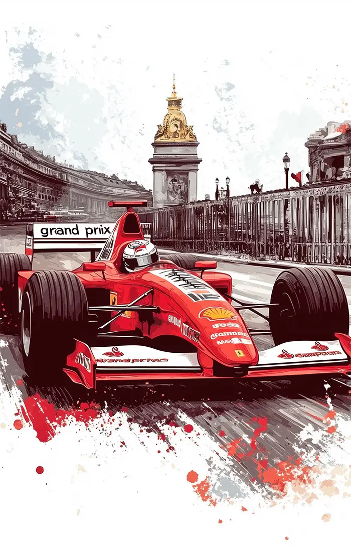 Akustikdæmpende panel fra inex world of art i designet Formula racing. Akustikdæmpende paneler der skaber god lyd i et rum.