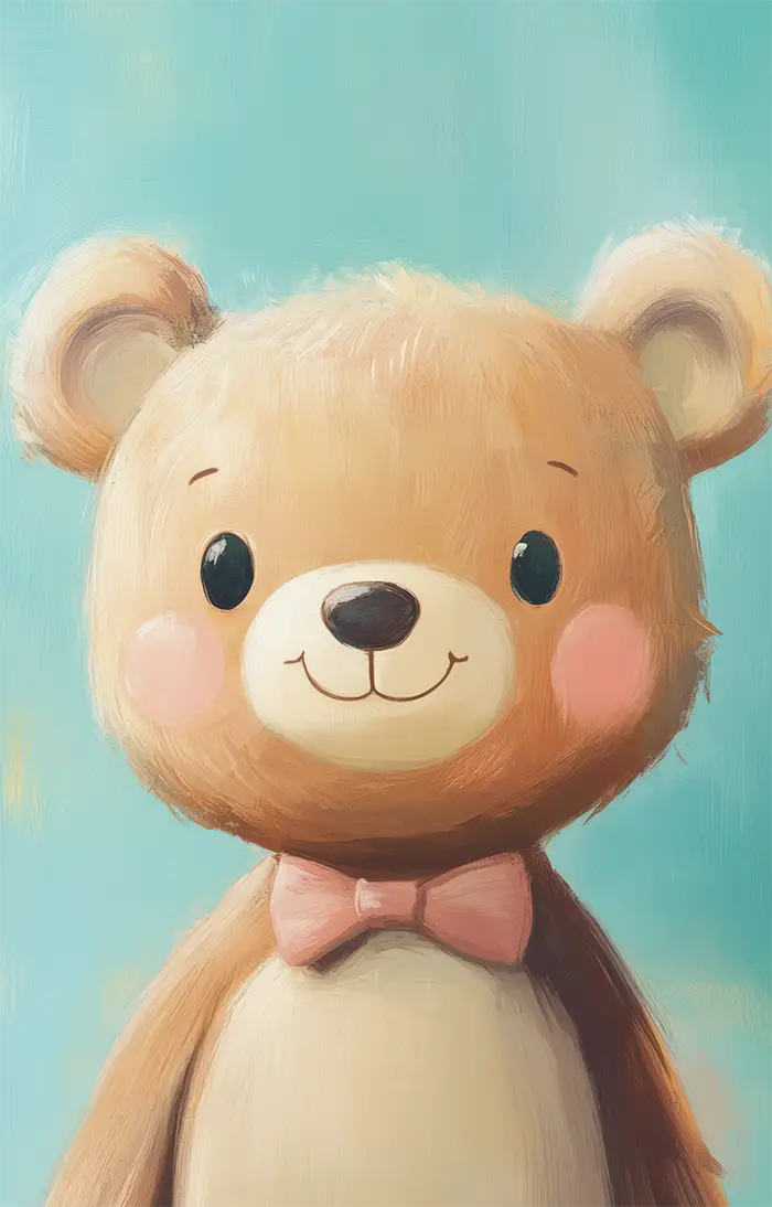 Akustikbilledel fra inex world of art i designet Bowtie Bear. 
Akustikpaneler der skaber god lyd i et rum.