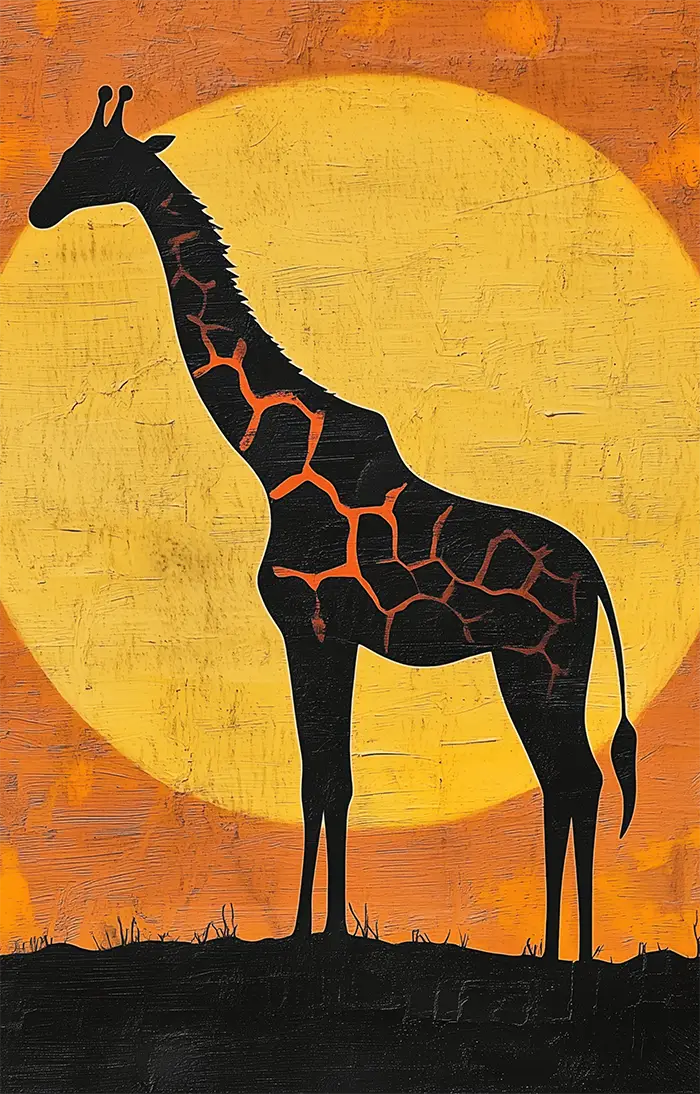 Akustikdæmpende panel fra inex world of art i designet Sunset Giraffe. Akustikdæmpende paneler der skaber god lyd i et rum.