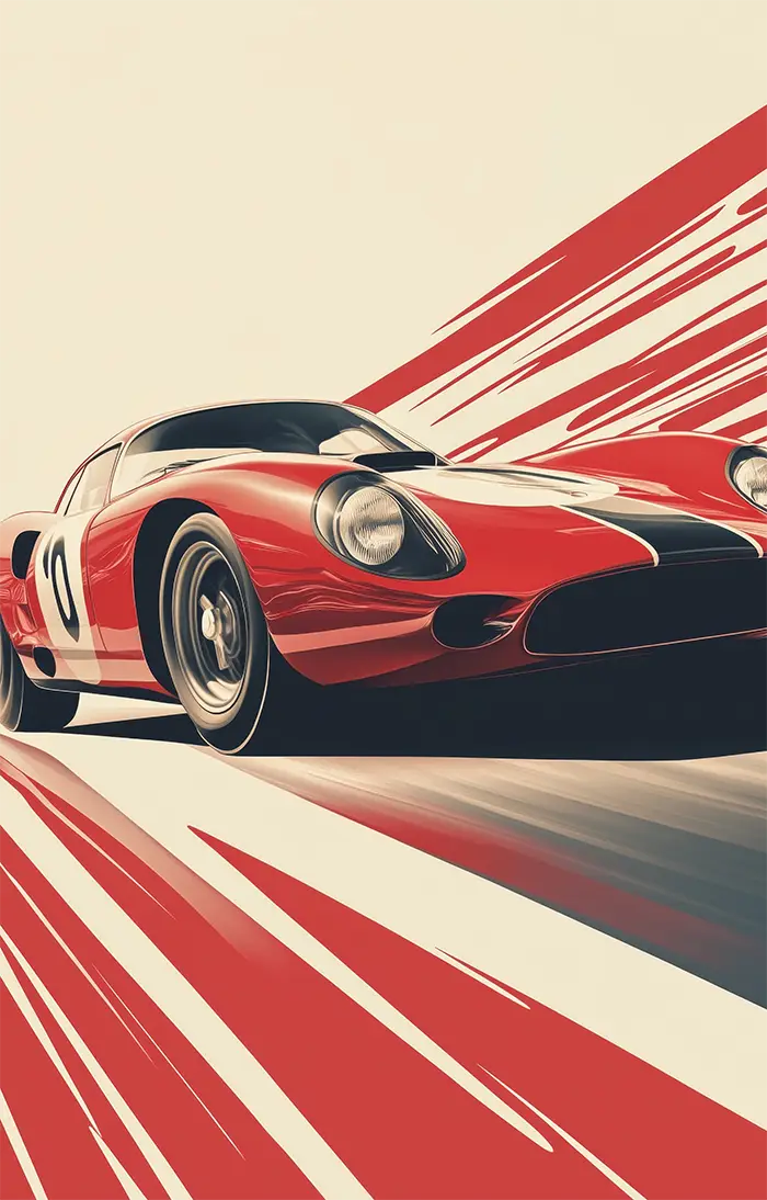 Akustikdæmpende panel fra inex world of art i designet Vintage Racer. Akustikdæmpende paneler der skaber god lyd i et rum.