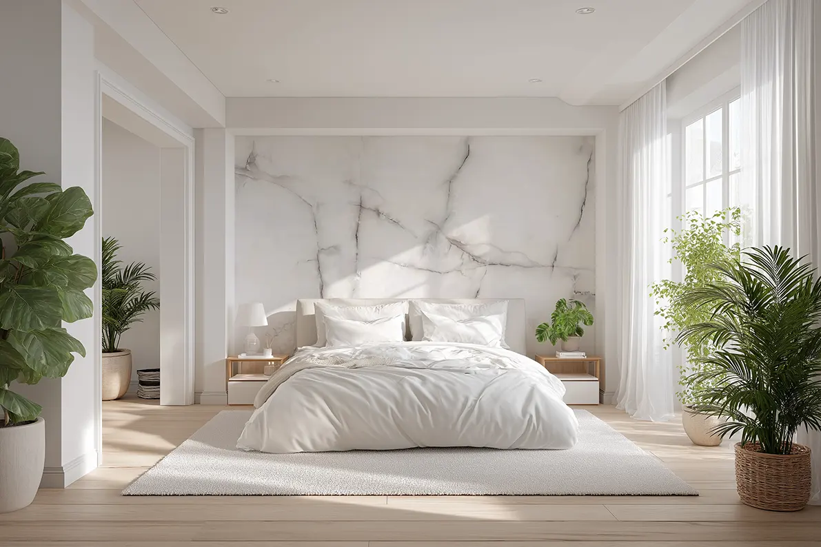 Hvid marmor - Akustikvæg