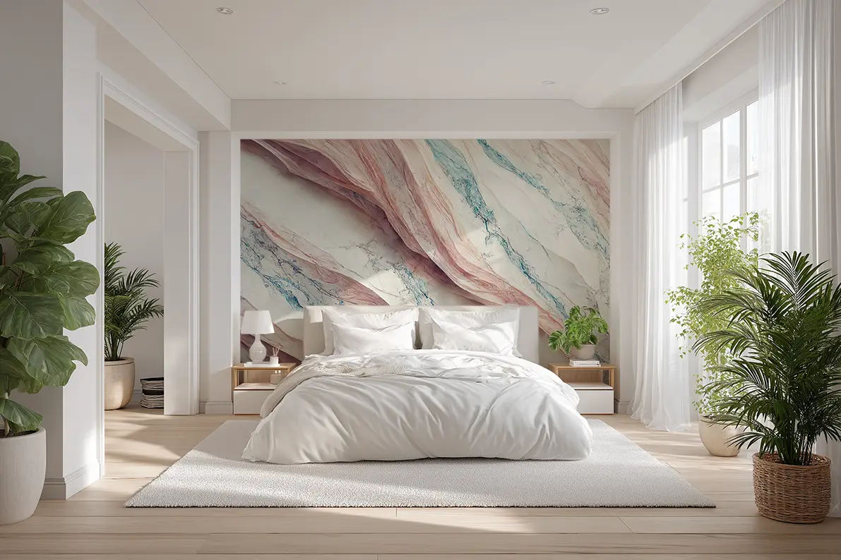 Rosa & Blå Marmor - Akustikvæg